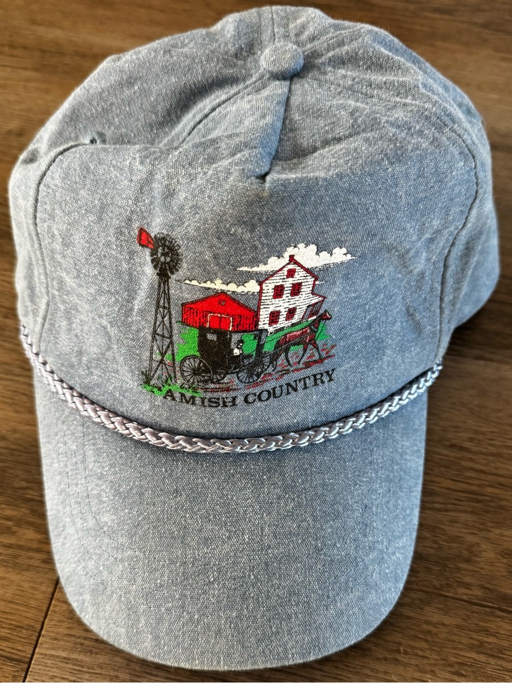 Amish Country Embroidered Rope-Trim Hat — Gray • Amazing Value